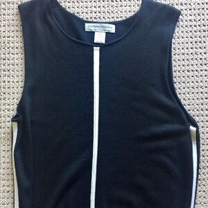 Black & White Cashmere Blend Sutton Studio Sleeveless top SZ‎ XL -EUC